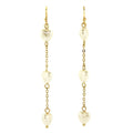 Pearl accent heart drop gold earrings